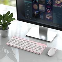 Francuska klawiatura bezprzewodowa 2400 mysz DPI 2.4Ghz ultra-cienki zestaw mysz i klawiatura AZERTY, przenośny cichy ergonomiczny-różowy/srebrny 5